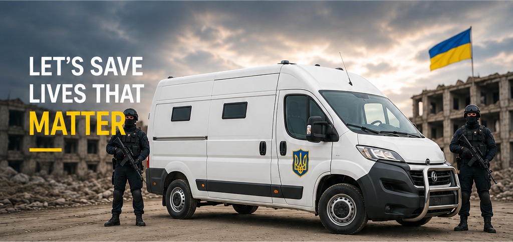 Armored vehicle for protecting defenders, medics, volunteers and civilians